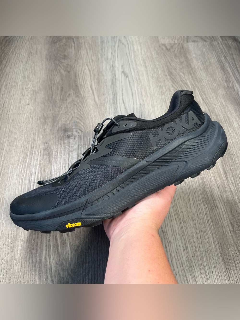 Hoka Transport 1123153-BBLC Mens 13 D Black Athletic Hiking Running Shoes Vibram